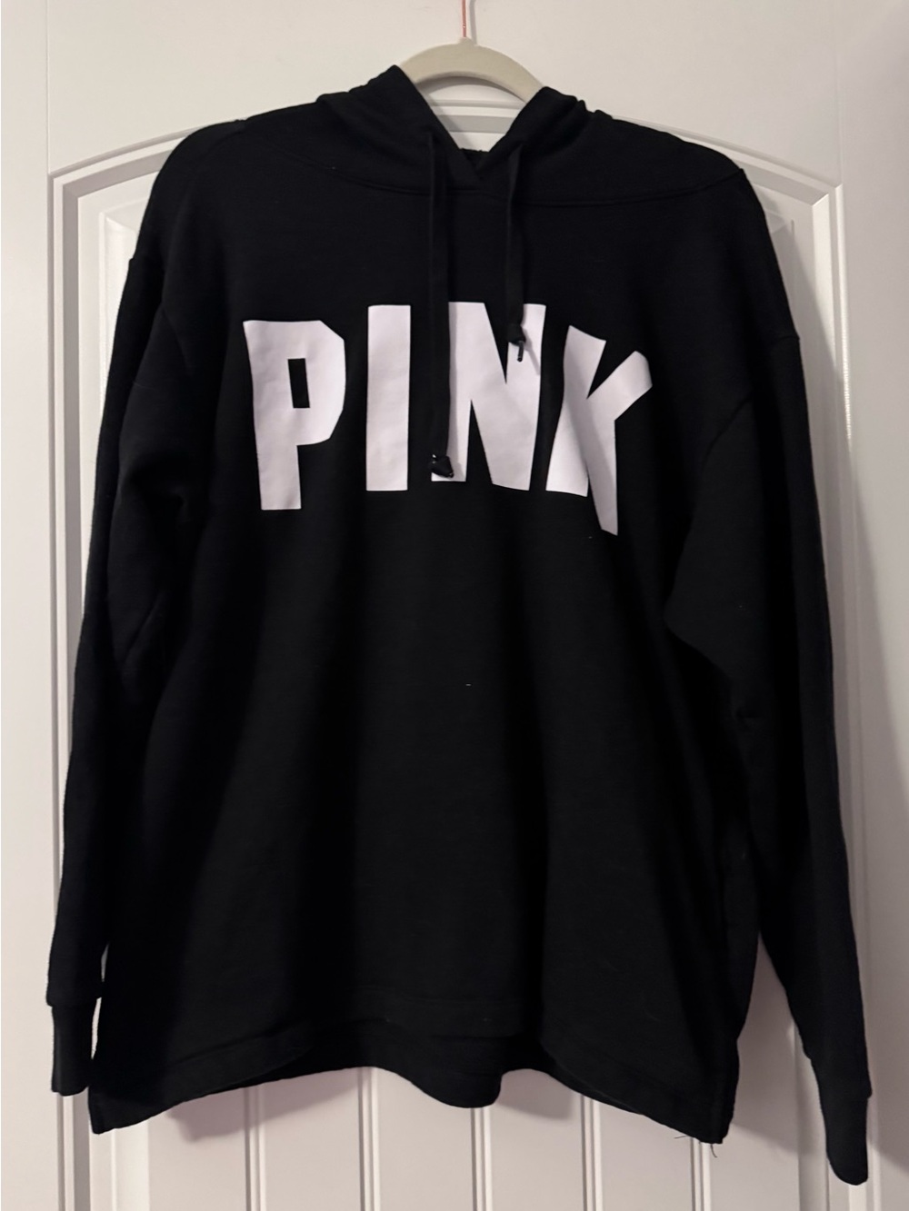 PINK Victoria's Secret Black Hoodie Sweater with White Logo